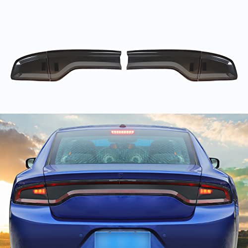 Hoolcar Tail Light Lamp Cover Guard Trim Bezel Frame Decor Exterior Accessories for 2015-2022 Dodge Charger, Smoked Black - Image 1