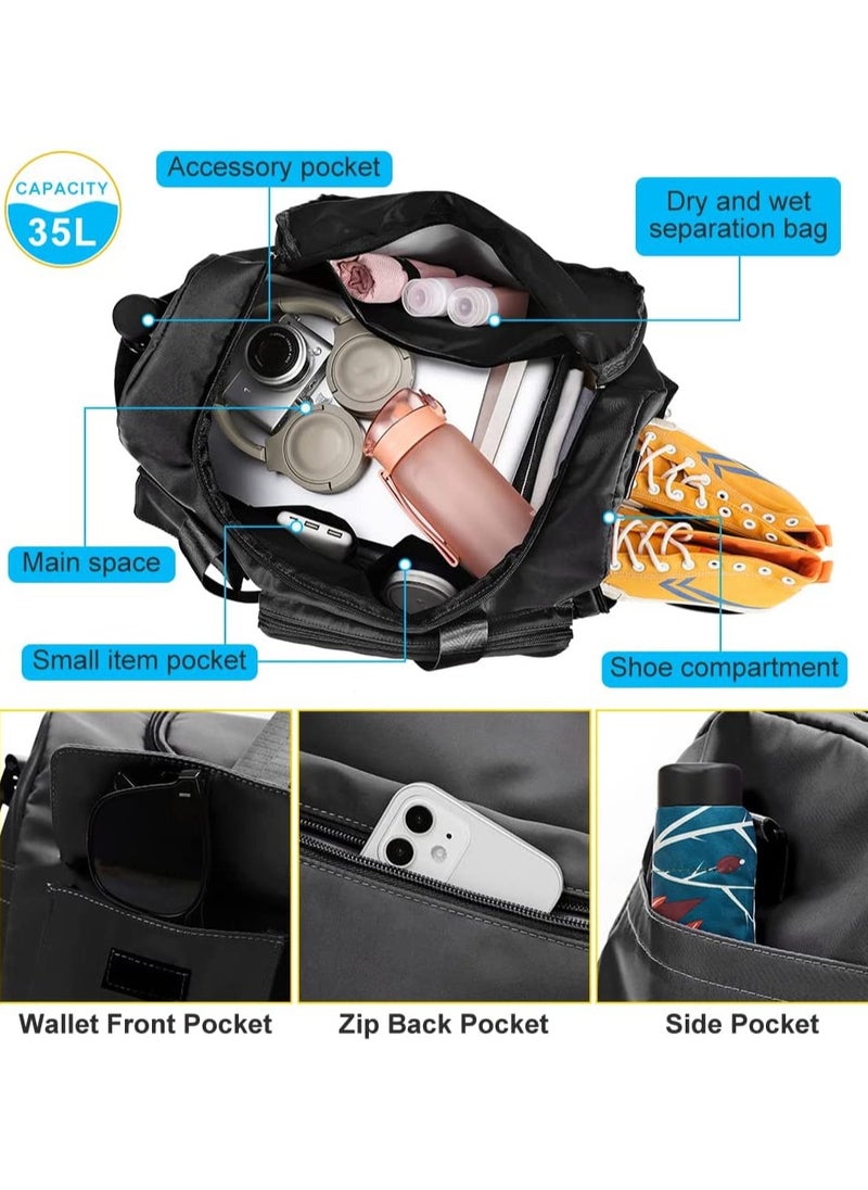 SYOSI Travel Duffel Bag Large Capacity Gym Overnight Weekend Bags for Women Foldable Hospital Bag with Wet and Dry Separation Portable Holdall Cabin Bag for Sports and Travel  - Image 4
