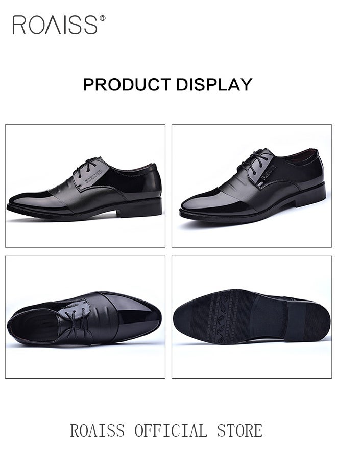 roaiss - Formal Business Leather Shoes for Men, Pointed Lace-up Leather Shoes with Anti-slip Sole, Stylish Low Top Shoes, Men Dress Shoes, Suitable for Formal Occasion, Wedding, Party, Office, Business and Other Occasions - Image 1