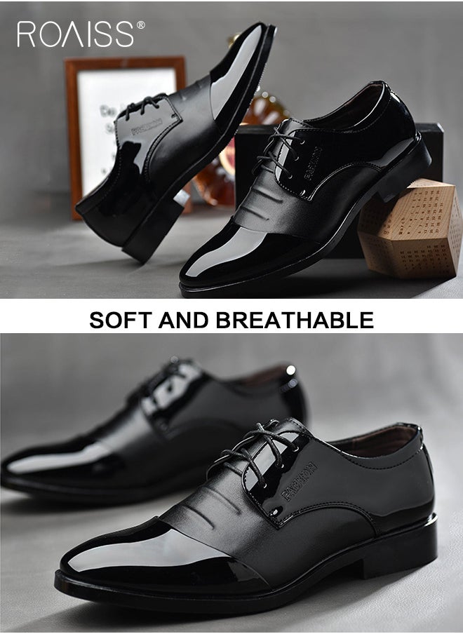 roaiss - Formal Business Leather Shoes for Men, Pointed Lace-up Leather Shoes with Anti-slip Sole, Stylish Low Top Shoes, Men Dress Shoes, Suitable for Formal Occasion, Wedding, Party, Office, Business and Other Occasions - Image 1