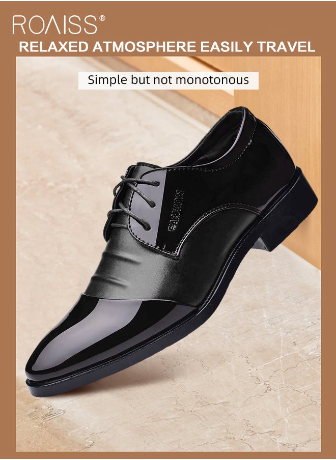 roaiss - Formal Business Leather Shoes for Men, Pointed Lace-up Leather Shoes with Anti-slip Sole, Stylish Low Top Shoes, Men Dress Shoes, Suitable for Formal Occasion, Wedding, Party, Office, Business and Other Occasions - Image 1