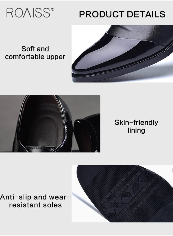 roaiss - Formal Business Leather Shoes for Men, Pointed Lace-up Leather Shoes with Anti-slip Sole, Stylish Low Top Shoes, Men Dress Shoes, Suitable for Formal Occasion, Wedding, Party, Office, Business and Other Occasions - Image 1
