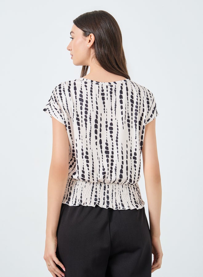تايك تو بلوزة مخططة بياقة دائرية وقصة خصر ضيقة - Image 4