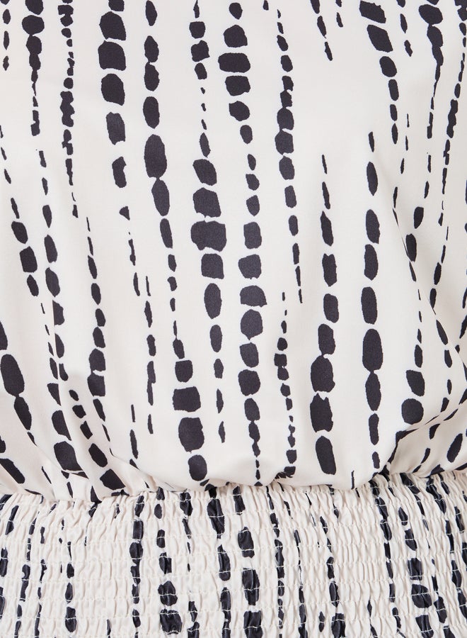 تايك تو بلوزة مخططة بياقة دائرية وقصة خصر ضيقة - Image 3