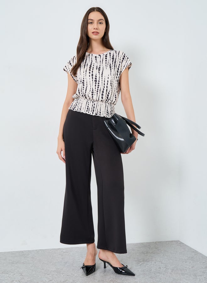 تايك تو بلوزة مخططة بياقة دائرية وقصة خصر ضيقة - Image 2