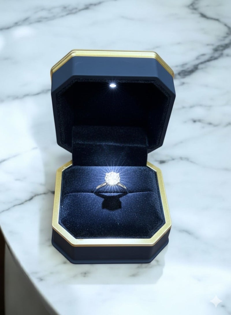 Al Seraj Luxury LED Light Ring Box | Premium Octagon Jewelry Ring Box with Velvet Interior | Engagement & Proposal Jewellery Gift Box | Elegant Ring Display Case for Wedding & Special Occasions - Image 1