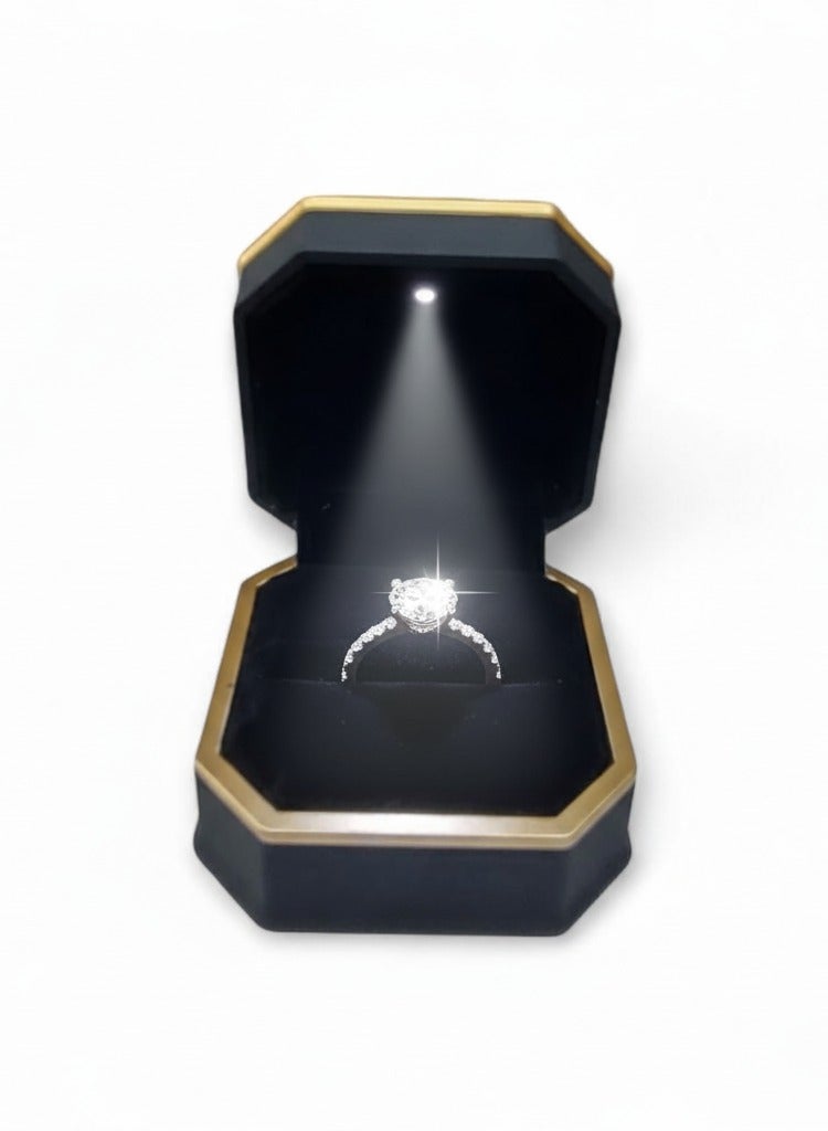 Al Seraj Luxury LED Light Ring Box | Premium Octagon Jewelry Ring Box with Velvet Interior | Engagement & Proposal Jewellery Gift Box | Elegant Ring Display Case for Wedding & Special Occasions - Image 3