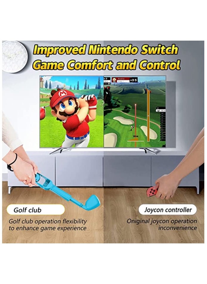 Excefore - Golf Clubs Controller Grip for Mario Golf Protective Cover Compatible with Nintendo Switch Joy-con Switch Golf Game for Mario Golf Super Rush Controller Handle Accessories with Wrist Strap - Image 1