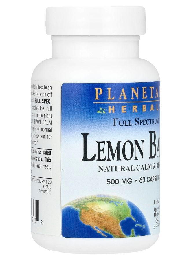 PLANETARY HERBALS Full Spectrum™ Lemon Balm 1000 mg 60 Capsules (500 mg per Capsule) - Image 2