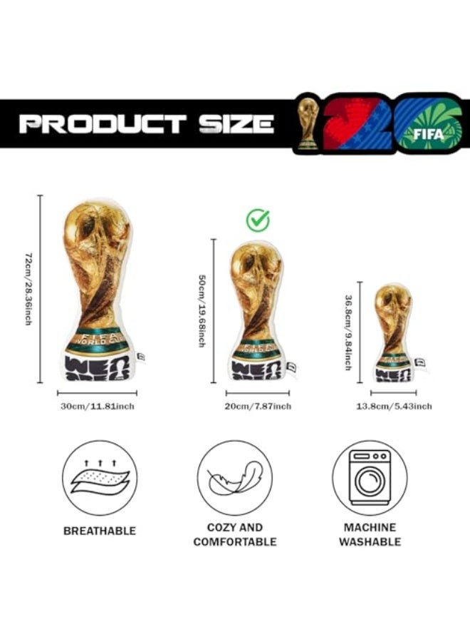 FIFA World Cup 2026 Edition Throw Pillow, Trophy Soft Cushion, Soccer Football Theme Plush, Bedroom Decor (Trophy-50cm) - Image 2