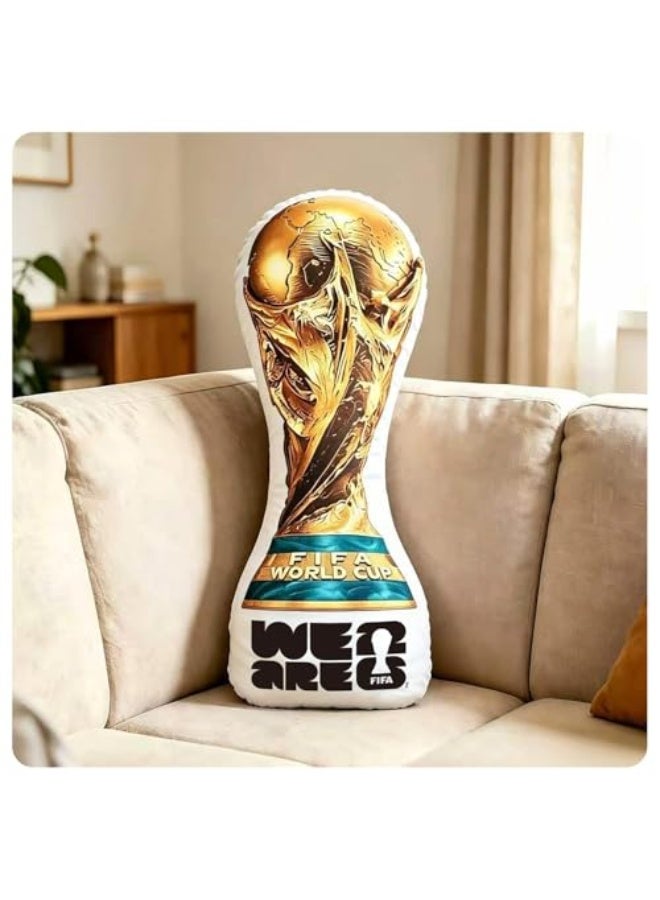 FIFA World Cup 2026 Edition Throw Pillow, Trophy Soft Cushion, Soccer Football Theme Plush, Bedroom Decor (Trophy-50cm) - Image 1