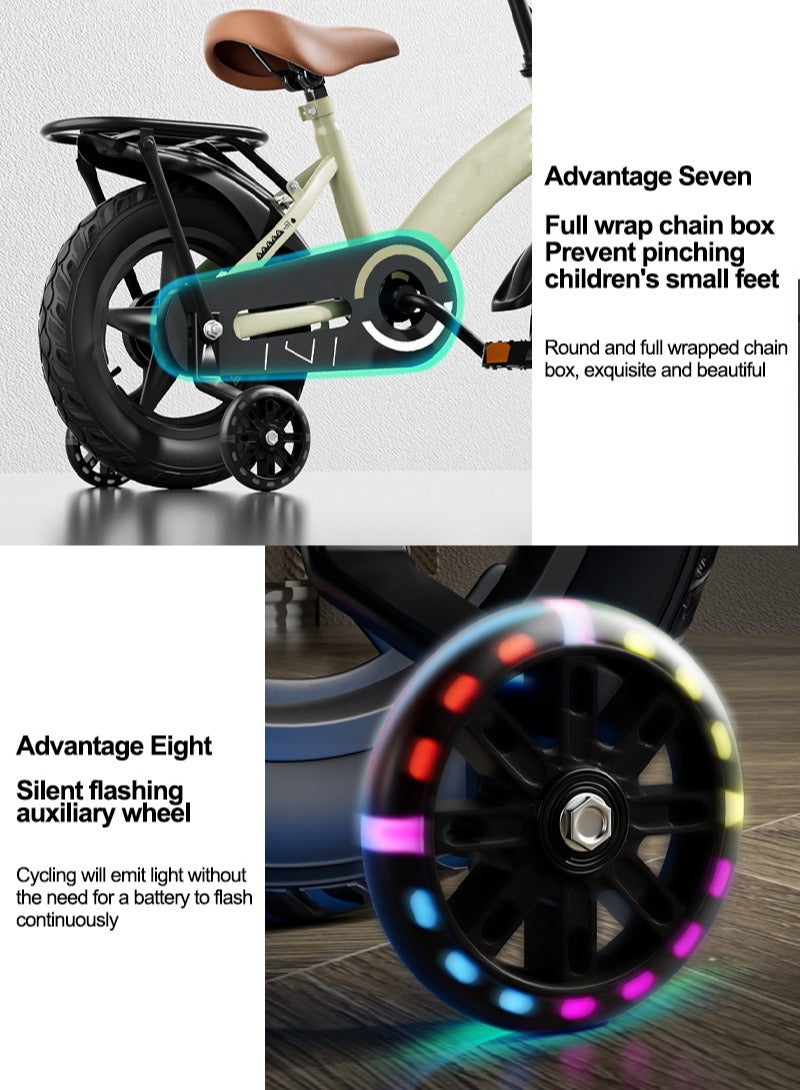 شاربدو دراجة أطفال مقاس 16 بوصة مصنوعة من الفولاذ عالي الكربون للأطفال من سن 5 إلى 7 سنوات مع عجلات تدريب وسلة وإطارات مقاومة للتآكل وفرامل حساسة آمنة ومستقرة - Image 4