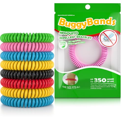 BuggyBands 12 Pack Mosquito Repellent Bracelets, Individually Wrapped, DEET Free, Natural and Waterproof Band - Image 1