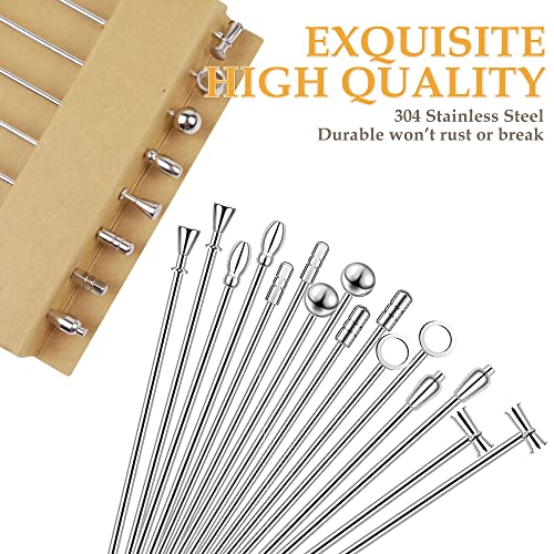 DEMIGO Cocktail Picks 16pcs, 8 New Styles Stainless Steel Reusable Olive Stuffers Martini Pick set Fruit Toothpick Garnish Skewers Appetizer Drink Stick for Bar party, Barbeque Snack, Club sandwiches - Image 2