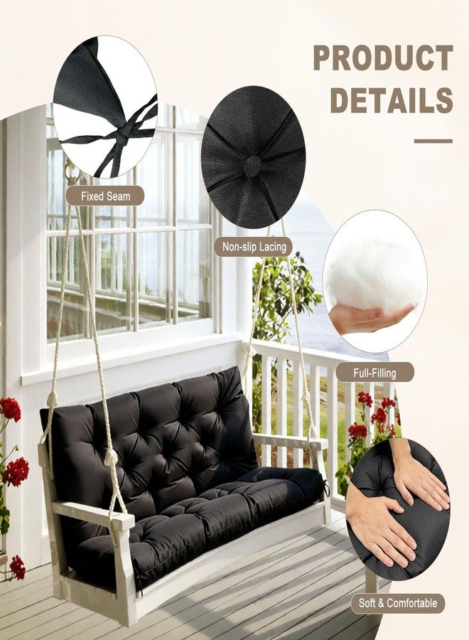 NANGELRN Porch Swing Cushion with Backrest,Waterproof Bench Cushion for Outdoor Furniture,2-3 Seater Replacement Thickened Swing Cushion with Ties,Patio,Outdoor,Backyard and Garden (Black,40x40) - Image 5