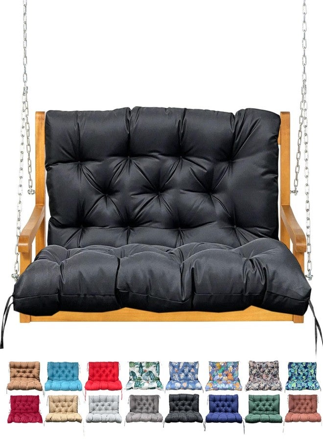 NANGELRN Porch Swing Cushion with Backrest,Waterproof Bench Cushion for Outdoor Furniture,2-3 Seater Replacement Thickened Swing Cushion with Ties,Patio,Outdoor,Backyard and Garden (Black,40x40) - Image 1