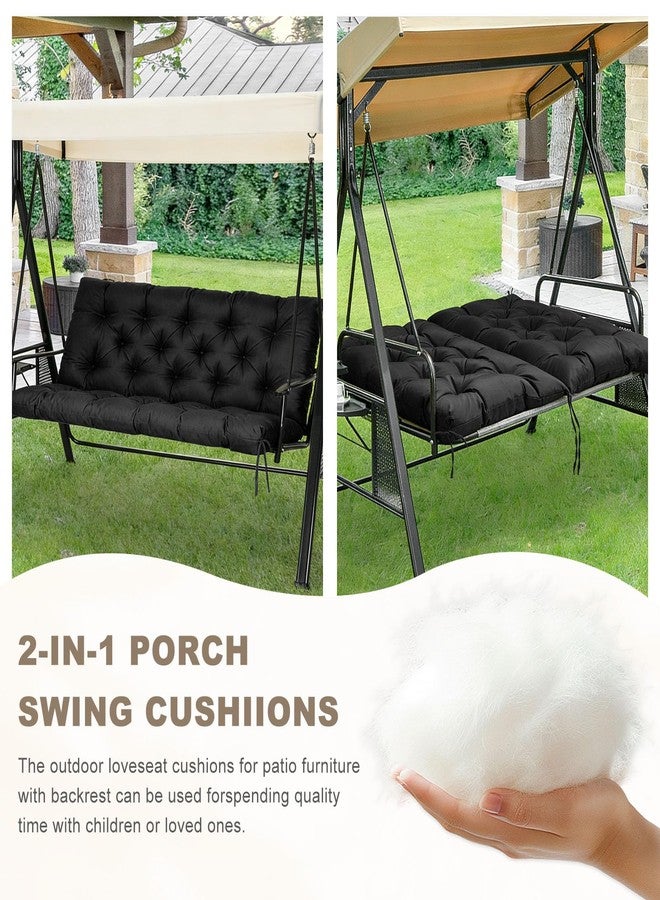 NANGELRN Porch Swing Cushion with Backrest,Waterproof Bench Cushion for Outdoor Furniture,2-3 Seater Replacement Thickened Swing Cushion with Ties,Patio,Outdoor,Backyard and Garden (Black,40x40) - Image 4