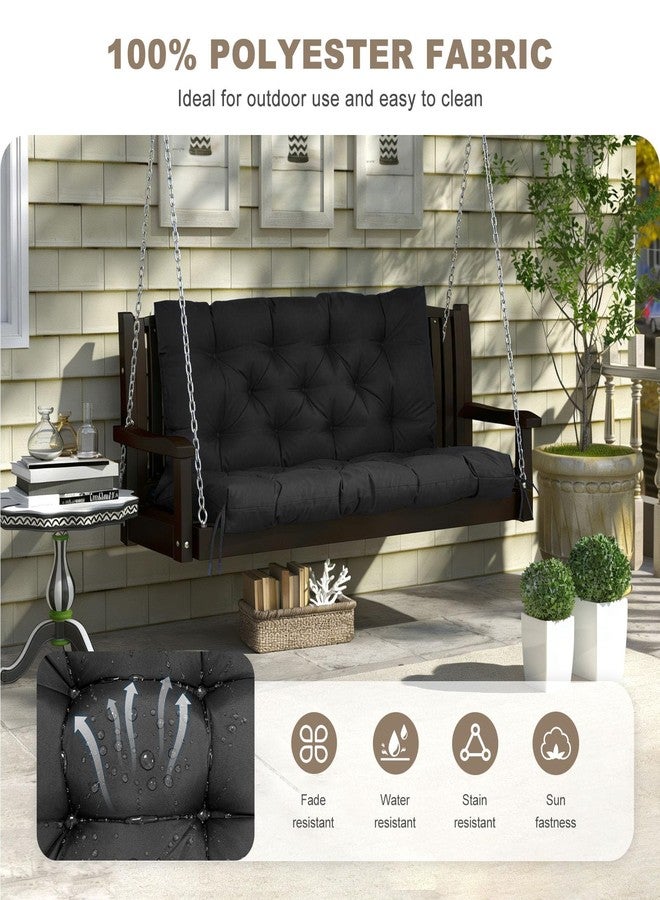 NANGELRN Porch Swing Cushion with Backrest,Waterproof Bench Cushion for Outdoor Furniture,2-3 Seater Replacement Thickened Swing Cushion with Ties,Patio,Outdoor,Backyard and Garden (Black,40x40) - Image 2