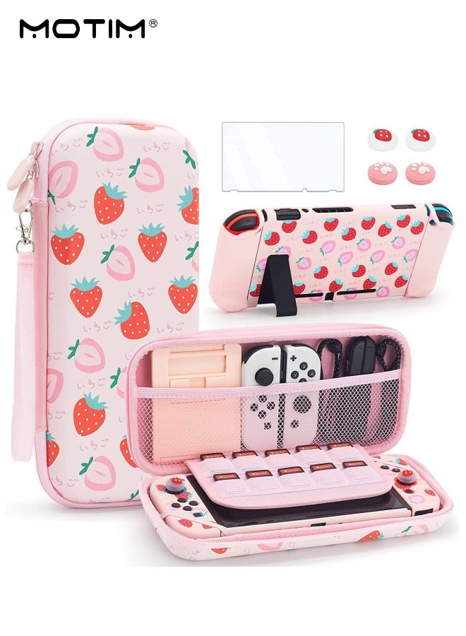 Motim 4 IN 1 Carrying Case Set for Nintendo Switch NS OLED, Shockproof Waterproof Switch Protective Case Cover Compatible with Nintendo Switch OLED Console Travel Storage Bag Accessories Bundle - Image 1