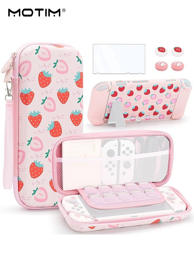 Motim 4 IN 1 Carrying Case for Nintendo Switch NS OLED, Shockproof Waterproof Switch Protective Case Cover Compatible with Nintendo Switch OLED Console Travel Storage Bag Accessories Bundle  - Image 1
