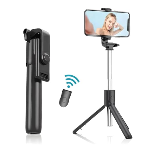 Dekoq Extendable Selfie Stick with Detachable Bluetooth Wireless Remote Phone Holder Compatible with All Smartphones Bluetooth Selfie Stick, 3 in 1 Multifunctional Selfie Stick Tripod Stand (Black) - Image 2