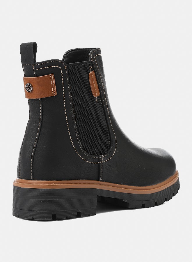 ديجافو حذاء ديجافو GER-DVTX-013 بوت مطاطي من الجلد متوسط العجل - اسود للنساء - Image 3