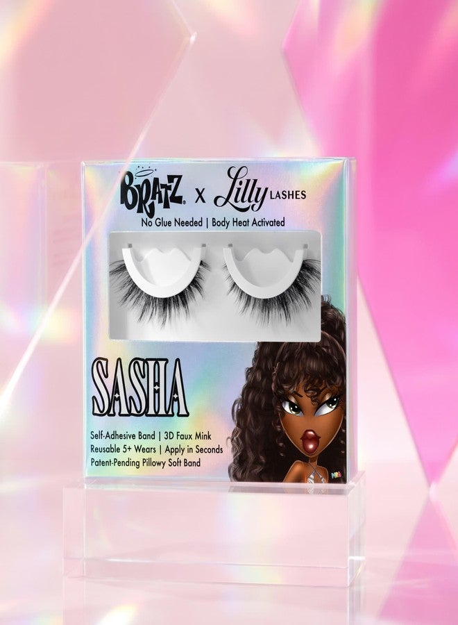 Lilly Lashes BRATZ Collab Sasha Lash, Self-Adhesive Bold Volume Medium Length Multidimensional Flare, 13mm 220+ Fibers Faux Mink, Reusable Press On Lashes, No Glue, 25th Anniversary Limited Edition - Image 3