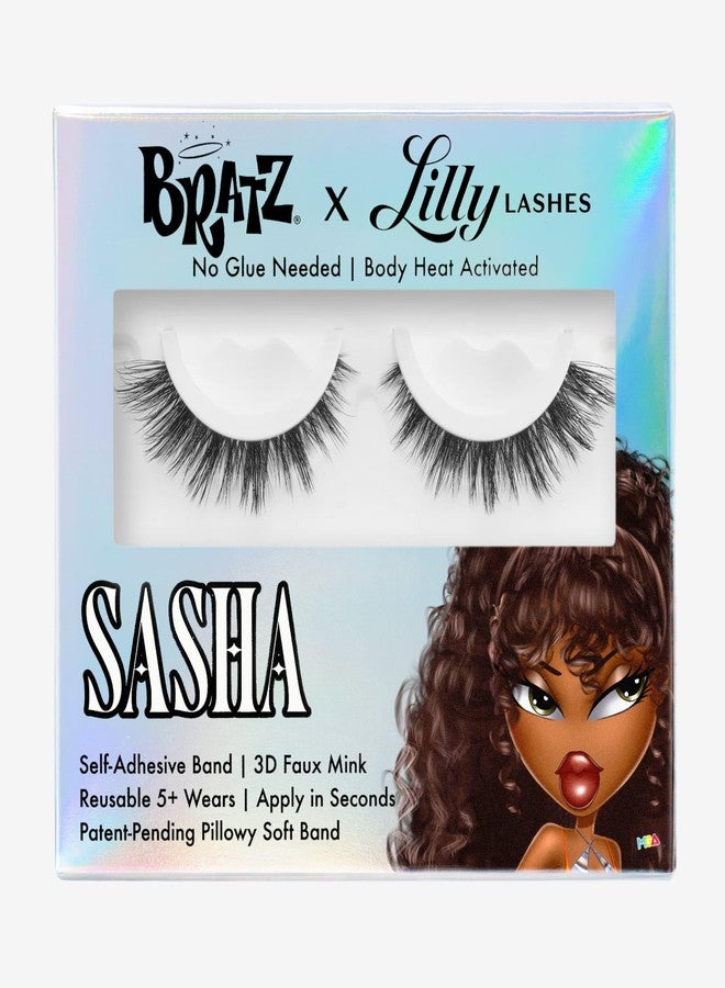 Lilly Lashes BRATZ Collab Sasha Lash, Self-Adhesive Bold Volume Medium Length Multidimensional Flare, 13mm 220+ Fibers Faux Mink, Reusable Press On Lashes, No Glue, 25th Anniversary Limited Edition - Image 1