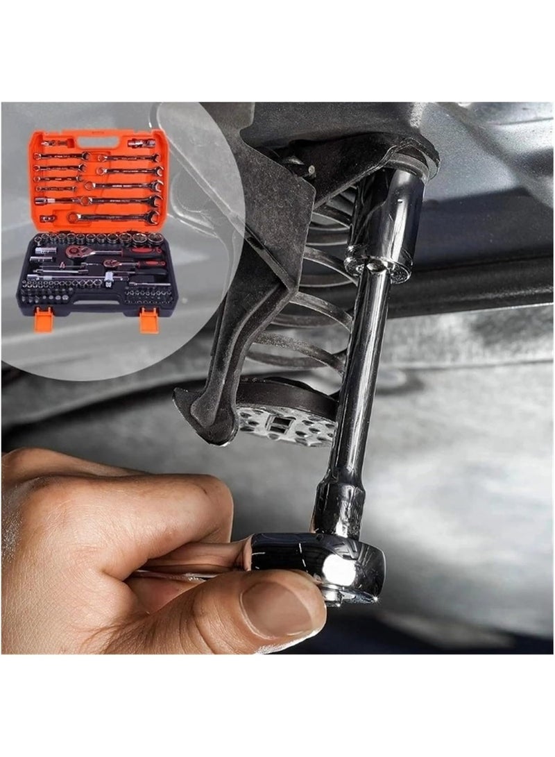 LBMT مجموعة أدوات ميكانيكية مكونة من 82 قطعة،مجموعة أدوات إصلاح السيارات بمفتاح ربط مع مجموعة مفاتيح ربط،موصل بت،مفتاح ربط،مفتاح ربط،مفتاح ربط،مفك براغي، مجموعة أدوات إصلاح السيارات والأدوات المنزلية الكل في واحد - Image 4