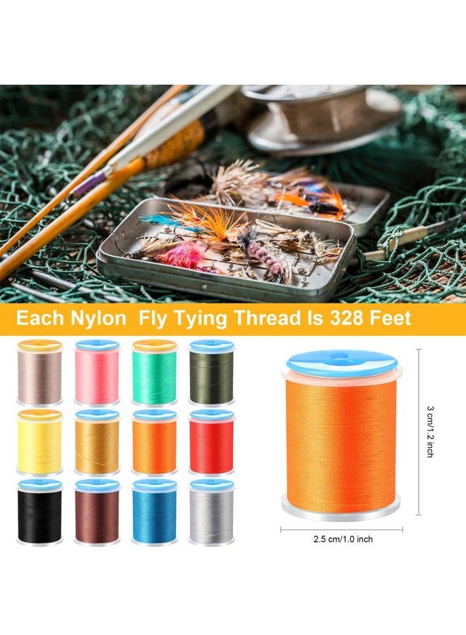 BBTO 12 Roll Fly Tying Kit - 12 Color Thread, Elastic Wire, Nylon Materials for Wet & Dry Fly Fishing - Image 4
