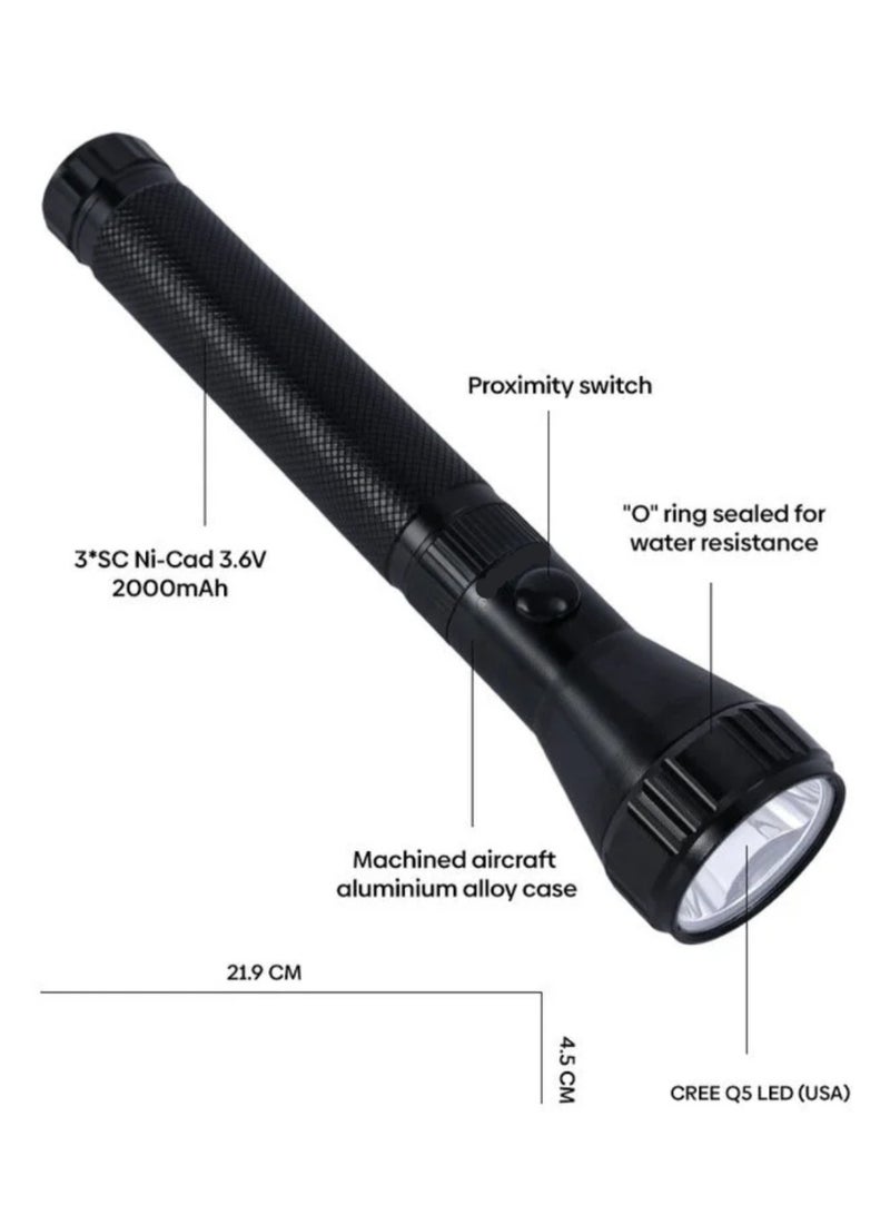 ULTRA-GOLD Rechargeable LED Flashlight Black - Image 4