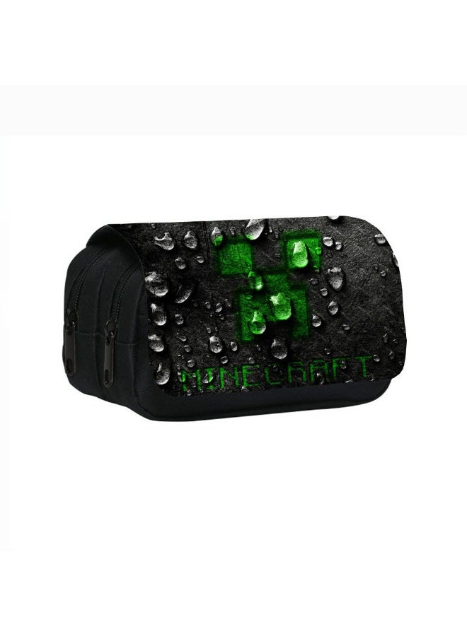 ماين كرافت مطبوعة طبقة مزدوجة مقلمة ماين كرافت قلم رصاص حقيبة أدوات مكتبية لطلاب المدارس الابتدائية والمتوسطة - Image 1