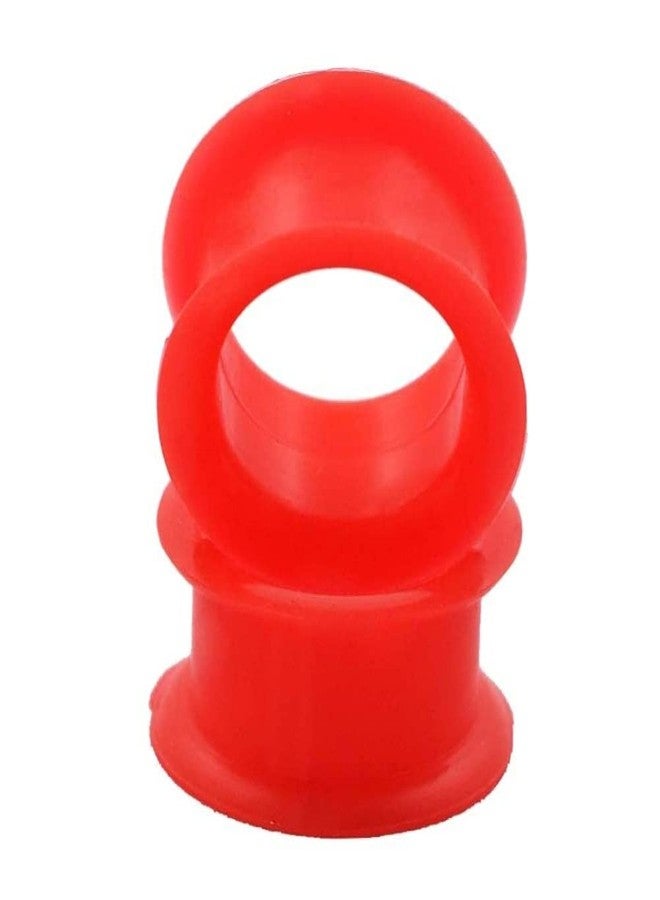 Pair 2g (6MM) RED SILICONE EYELET TUNNELS Double Flare Gauges Thin Soft Flexible Flesh Plugs (2pcs) - Image 2