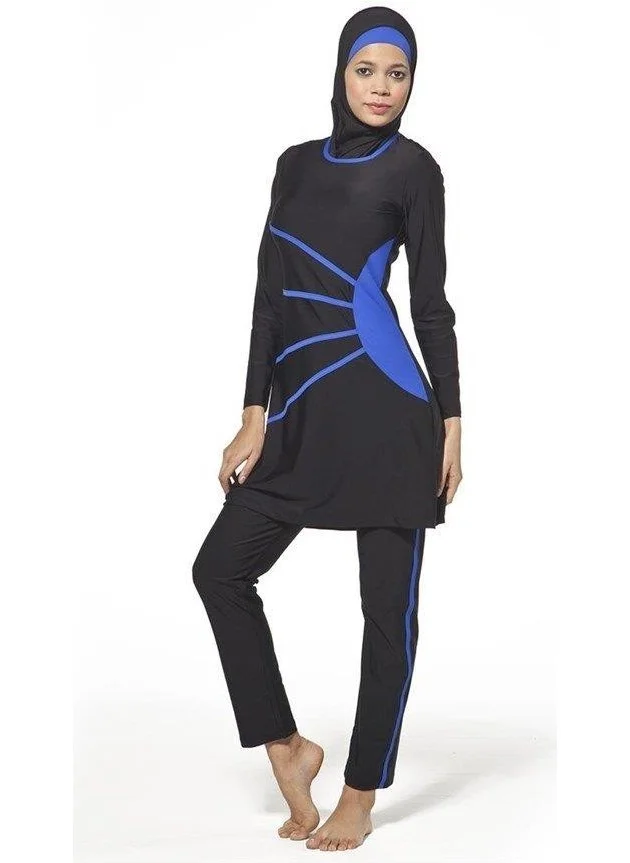 أداسيا 0385 Black-Blue Full Length Lycra Hijab Swimsuit