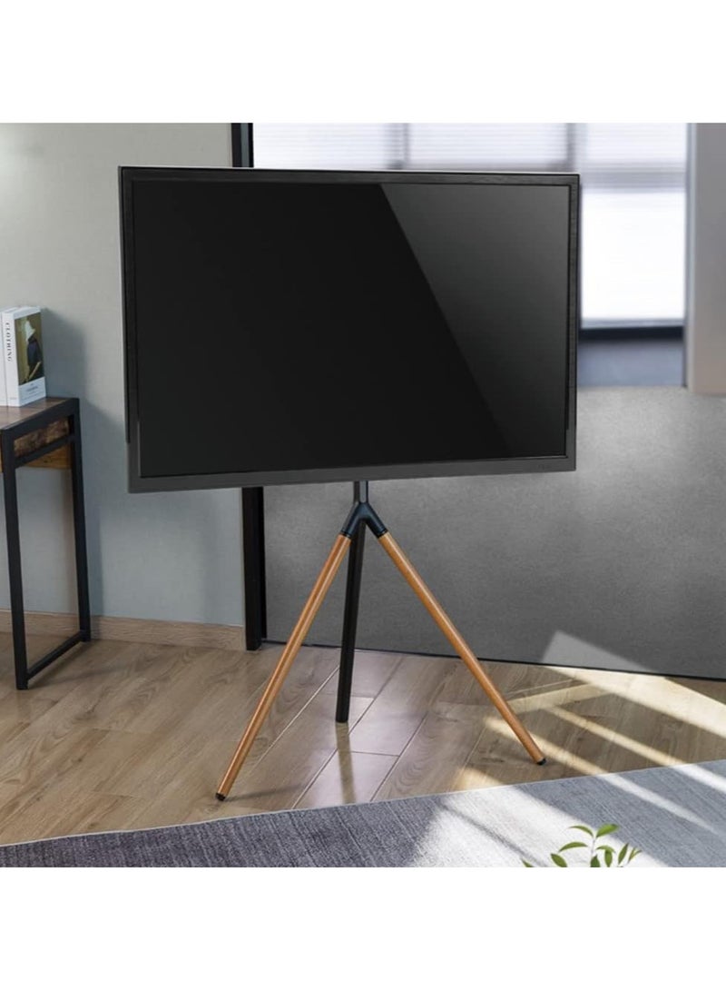 ELTRAZONE Easel Studio TV Floor Stand | Stylish Tripod Mount for 49"-70" Screens | Supports 40 KG | Adjustable Height | Space-Saving & Sturdy | Elegant Grey & Walnut Finish | Built-in Cable Management | Perfect for Home & Office - Image 3
