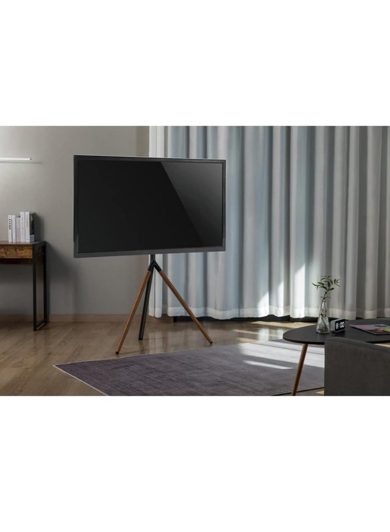 ELTRAZONE Easel Studio TV Floor Stand | Stylish Tripod Mount for 49"-70" Screens | Supports 40 KG | Adjustable Height | Space-Saving & Sturdy | Elegant Grey & Walnut Finish | Built-in Cable Management | Perfect for Home & Office - Image 4