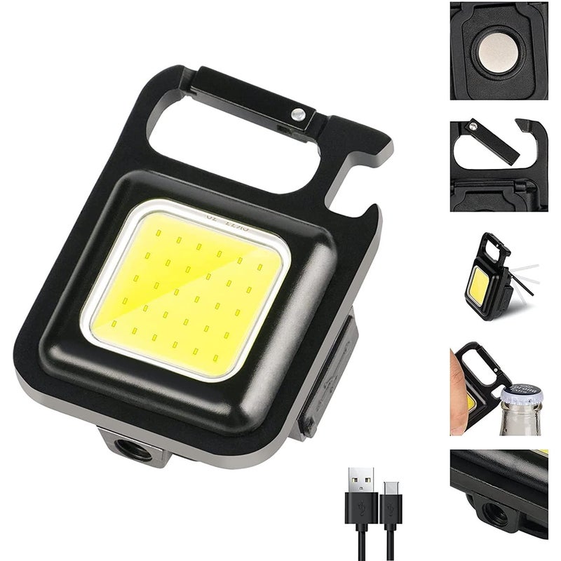 NHSK Enterprise Multifunction Keychain Led Light Keychain Work Light Portable Pocket Light with Folding Bracket Bottle Opener and Magnet Base Emergency for Fishing Walking Camping Mini LED Handheld Flashlight  - Image 1