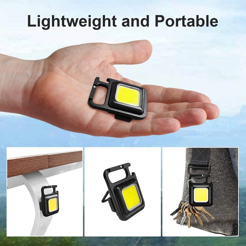 NHSK Enterprise Multifunction Keychain Led Light Keychain Work Light Portable Pocket Light with Folding Bracket Bottle Opener and Magnet Base Emergency for Fishing Walking Camping Mini LED Handheld Flashlight  - Image 5