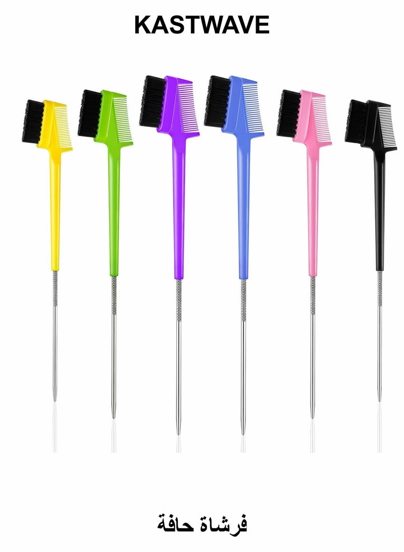 KASTWAVE Hair Edge Brush with Rat Tail Comb, 6 Pcs Eyelash Comb Edge Control Brush - Image 1