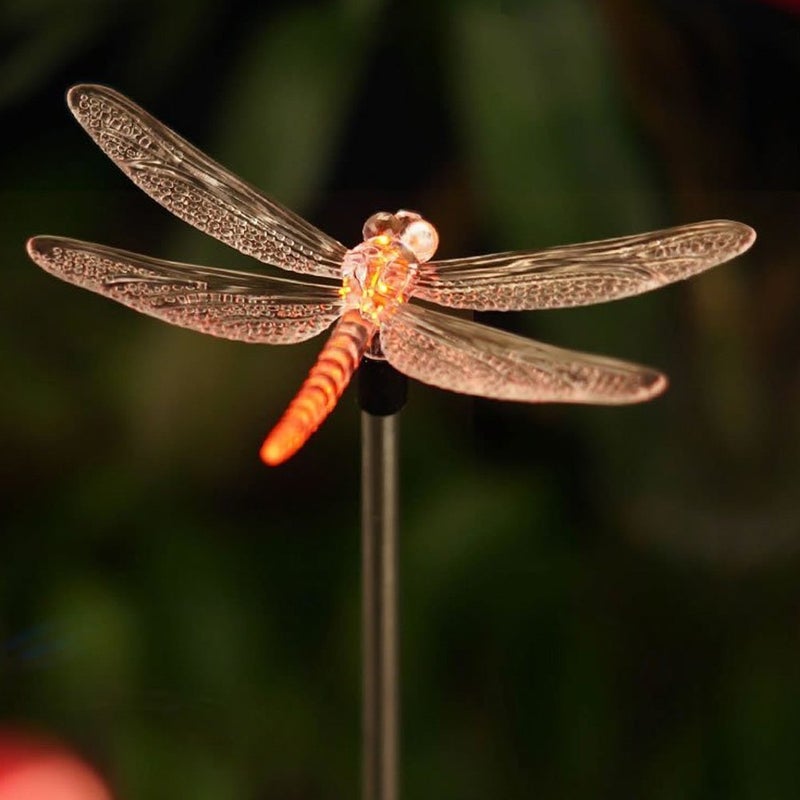 Outdoor Solar Garden Stake Light Color Changing Decorative LED Stake Lamp Inground Landscaping Lighting for Garden Patio Yard Lawn Pathway Flower Bed Decor Decorations Figurine Dragonfly