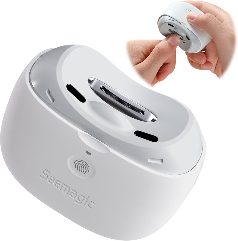 Electric Nail Clipper Trimmer for Adults Seniors Kids Fingernails Seemagic 3 in 1 Rechargeable Automatic Nail Clippers with LED Light 2 Speeds Safe for Kids Toddlers White