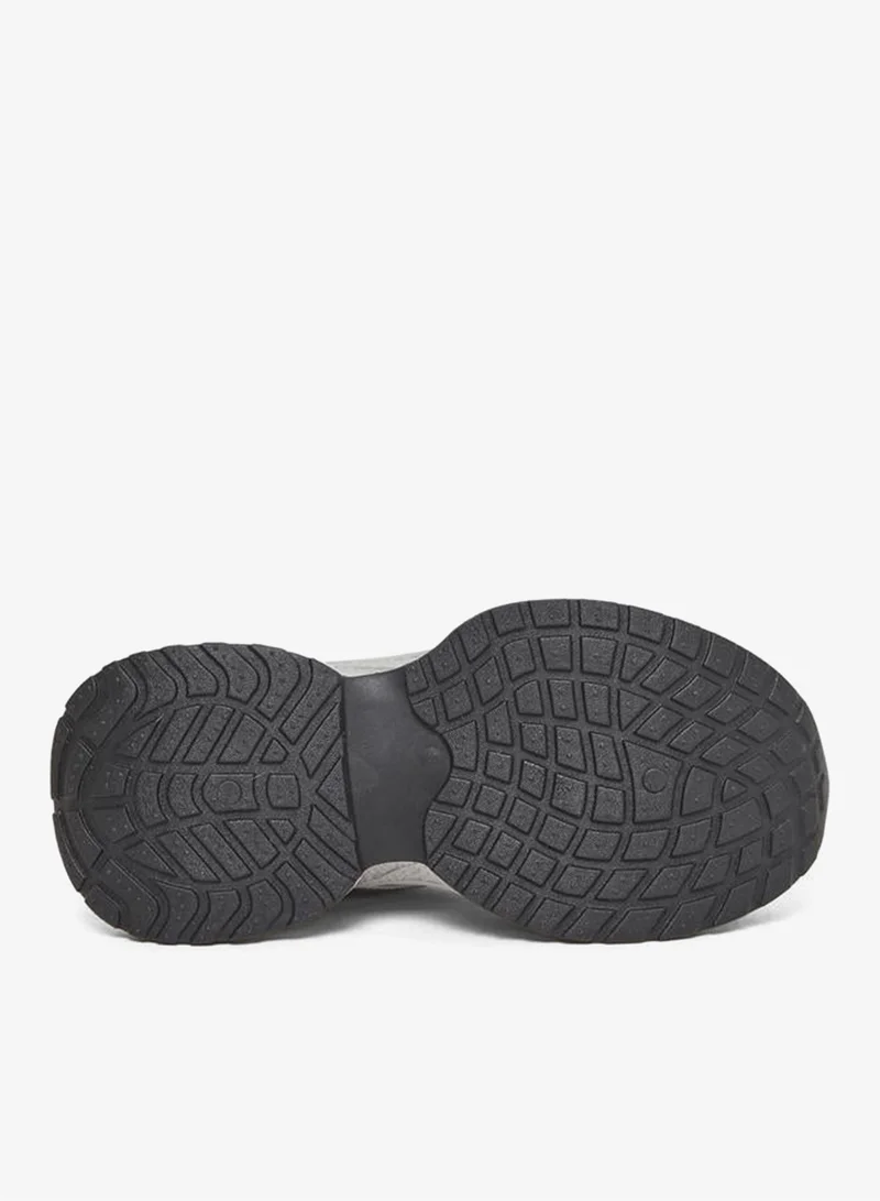 Styli Active Grey Metallic Detail Lace Up Sneakers for Women | Best Price UAE