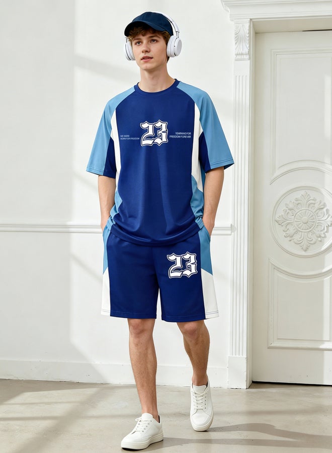 Take Two Men Number Print T-Shirt and Shorts Set - Image 2