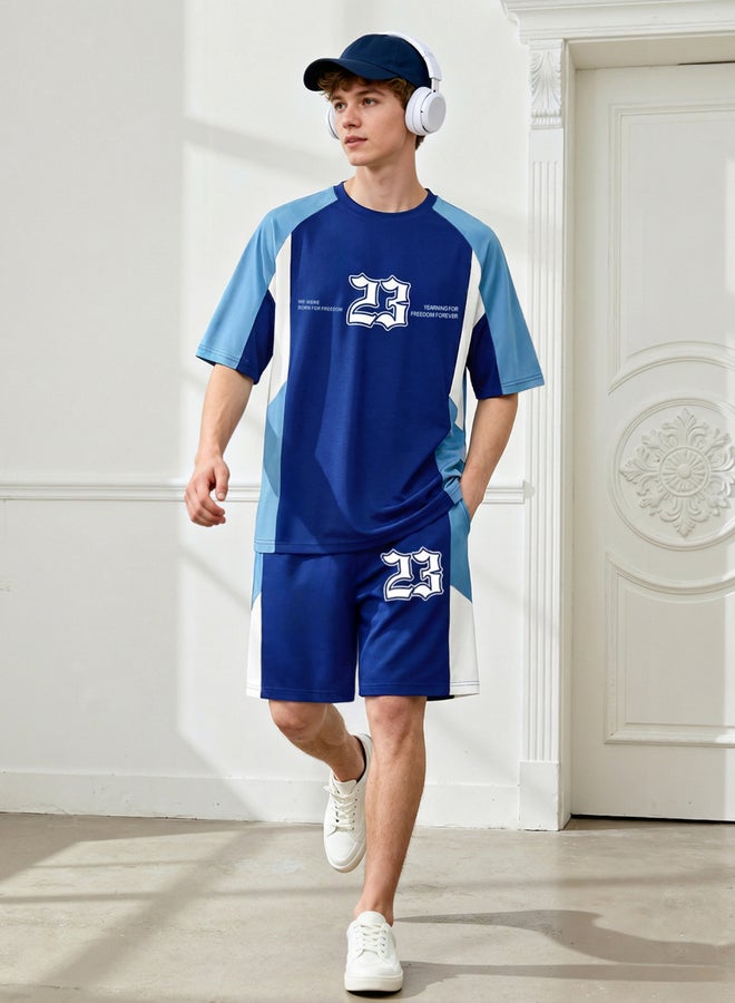 Take Two Men Number Print T-Shirt and Shorts Set - Image 1