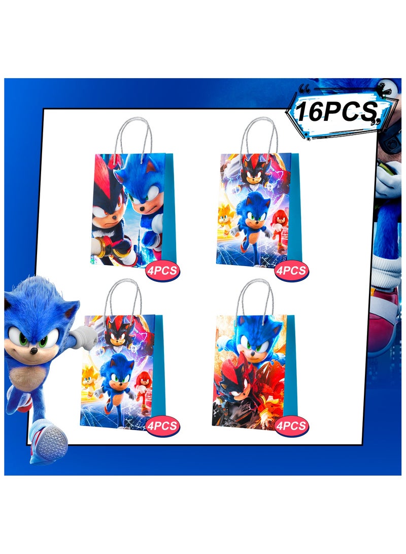 ILovhaprty Sonic Favor Bags, 16pcs Sonic Party Bags, Sonic Gift Bags, Sonic Candy Bags, Sonic Goodie Bags for Boys/Girls Kids Sonic Themed Birthday Party Decoration Supplies - Image 2