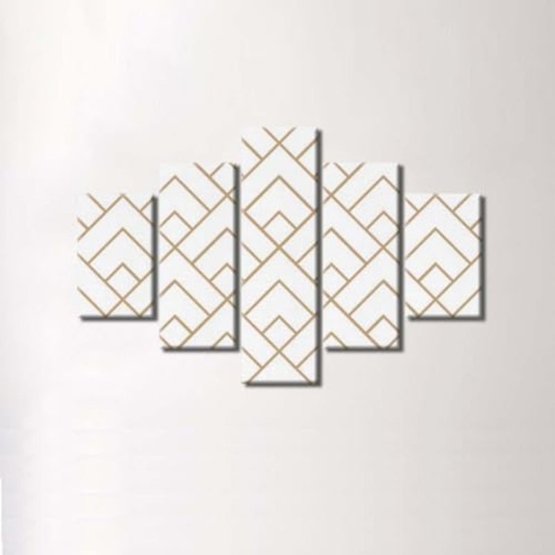 ® تنسيق المربعات، لوحة جدارية كانفاس، ذهبي، كانفاس، 5 قطع، 2X20X40-2X20X60-20X80 سم - Image 2
