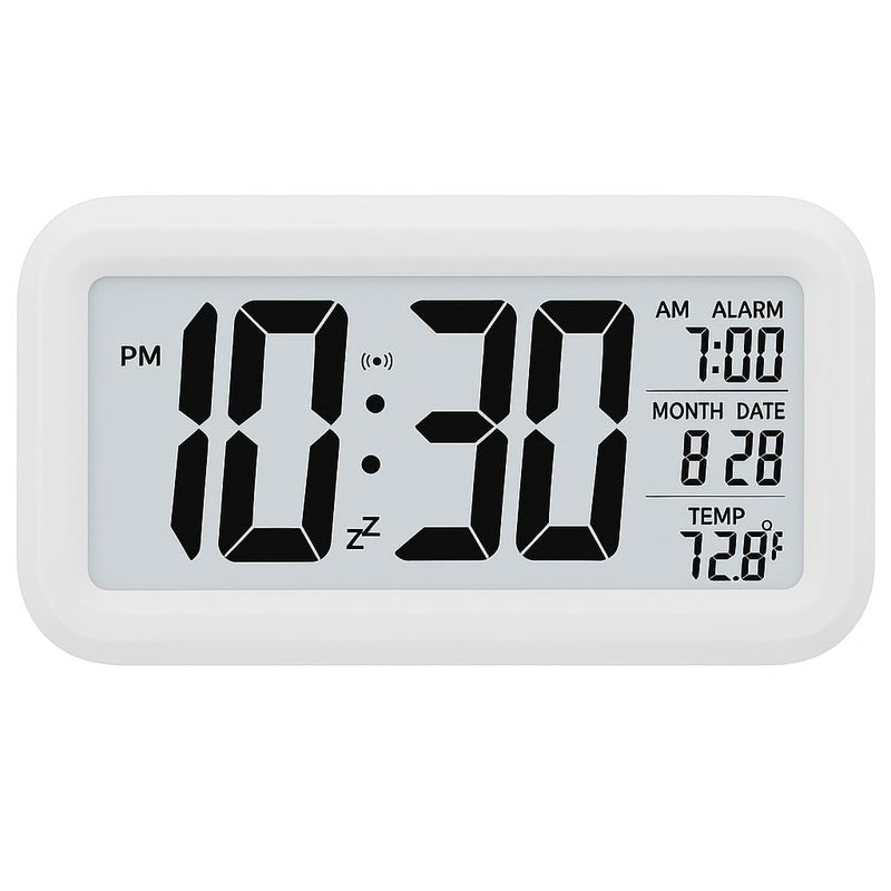 Kadio Digital Alarm Clock, Table Clock with Automatic Sensor, Date and Temperature Display, Compact Desk Clock for Students,Home, Office, Bedroom, Living Room,Home Decor, Corporate Use (White Digital) - Image 5