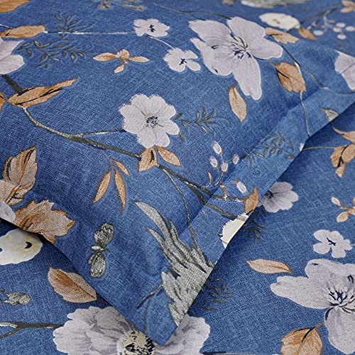 haus & kinder Pure Cotton King Size Bedsheet with 2 Pillow Covers for Double Bed 186 TC 108X108 Inches Flat Bed Sheet | Spanish Floral Patio, Blue - Image 3
