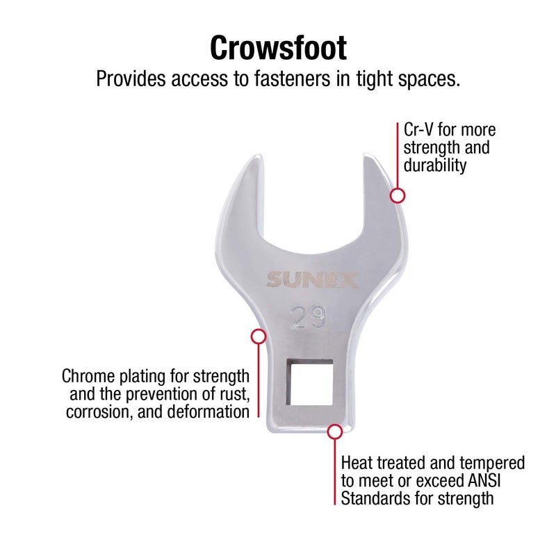 SUNEX TOOLS 9730 1/2-Inch Drive Jumbo Metric Crowfoot Wrench Set, sizes 24-32, 8-Piece - Image 3