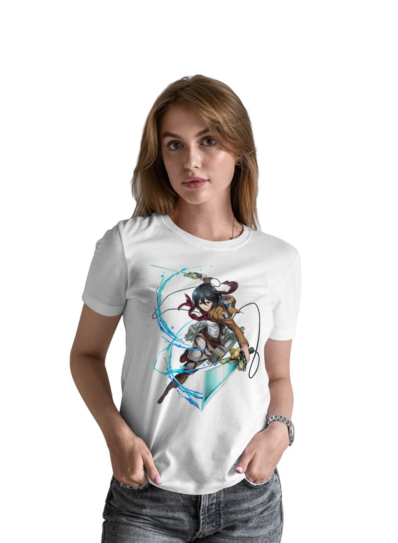 Fashion World Cotton T-shirt Printed with High-quality Anime Attack on Titan Mikasa  - Image 1